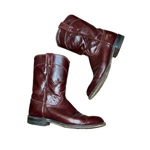 Justin Burgundy Maroon Men’s Cowboy Boots Size 9.5 B style 3037